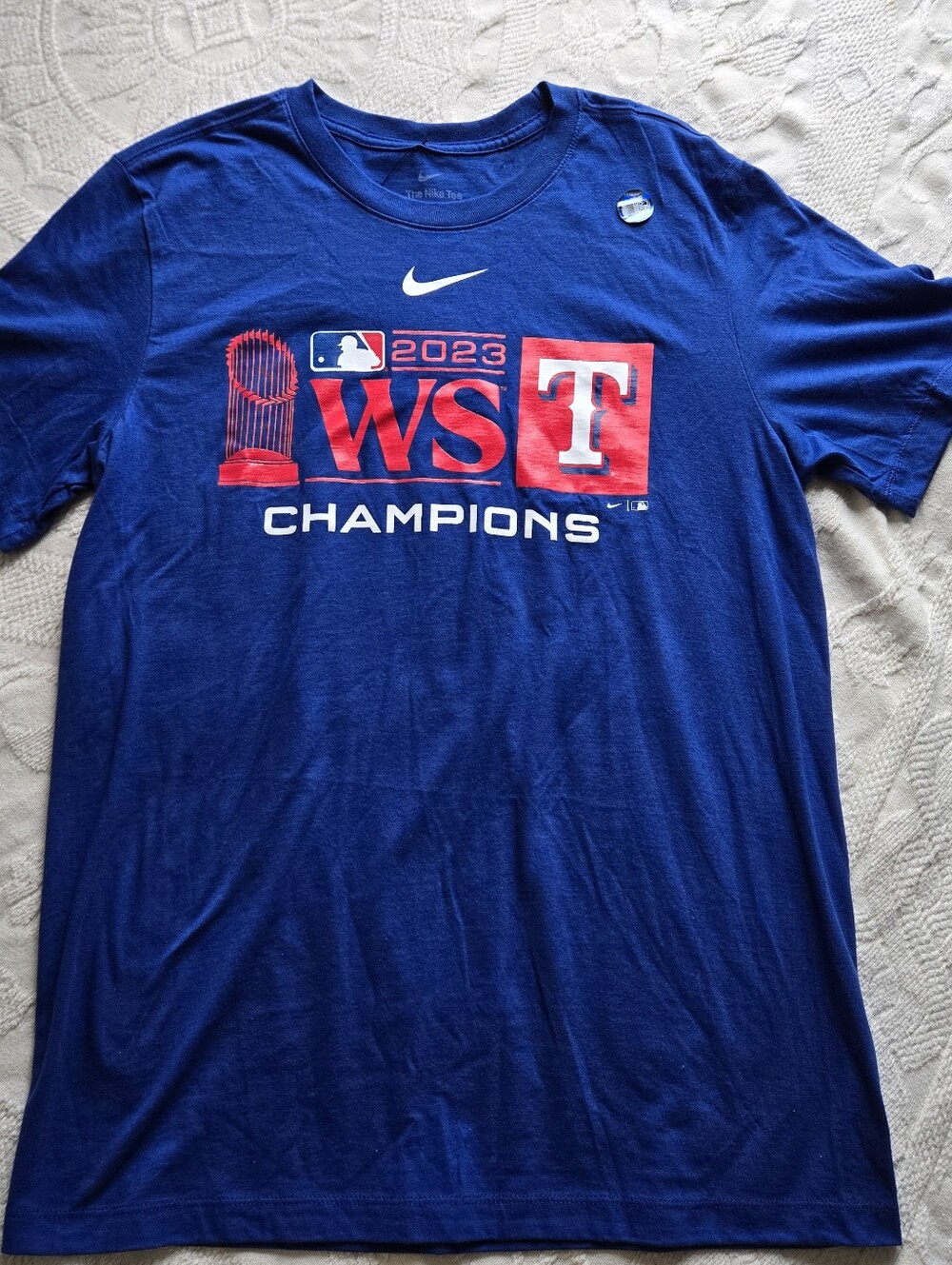 Texas Rangers Nike Tee Shirt  Blue 2023 WS CHAMPIONS Baseball MLB